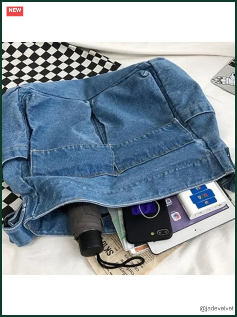 Denim Shoulder Bag Casual Lightweight Retro Travel Shopper Crossbody Handbag